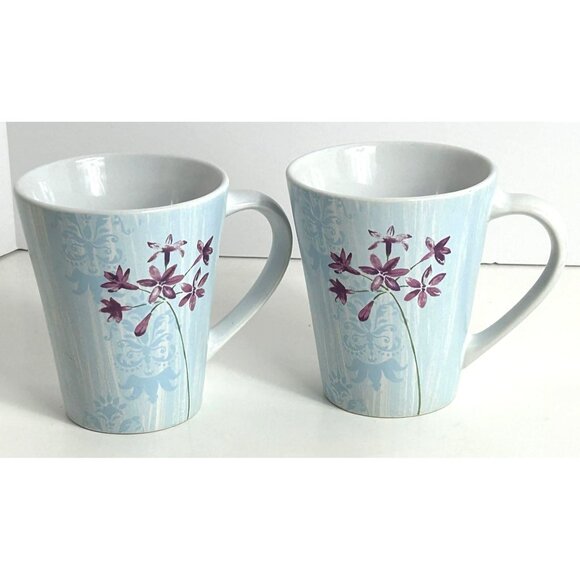 2 Corelle Coordinates Summer Meadow Coffee Mugs Set Of 2 Lavender Floral Design - Picture 1 of 11